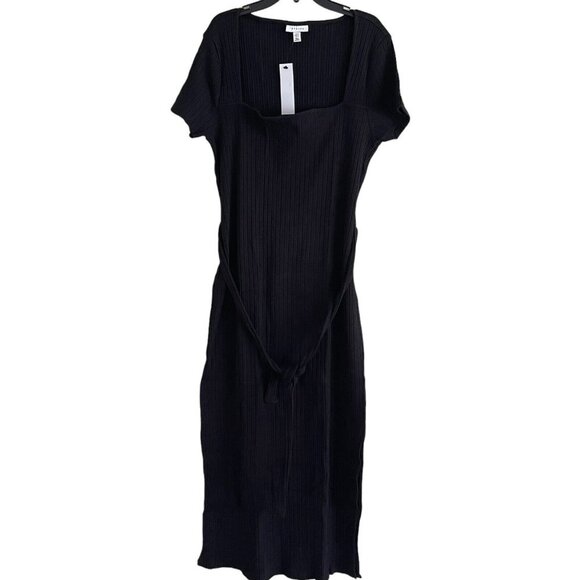 Topshop Women's Square Neck Ribbed Midi Dress Size 14 - Picture 1 of 9